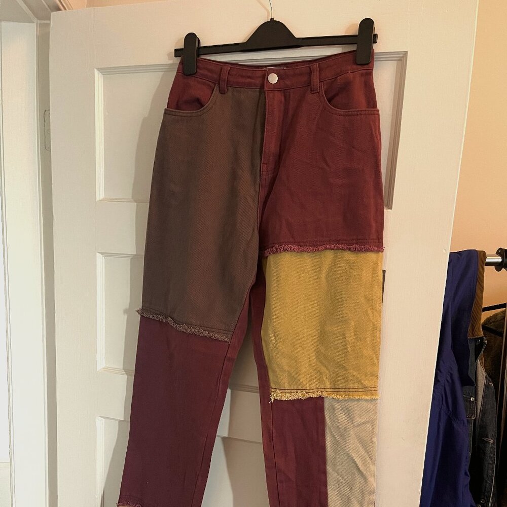 Blue Blush Warm Color Patchwork Jeans, size M